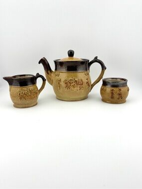 Vintage Denby Made In England Stoneware 3 Piece Tea Set
